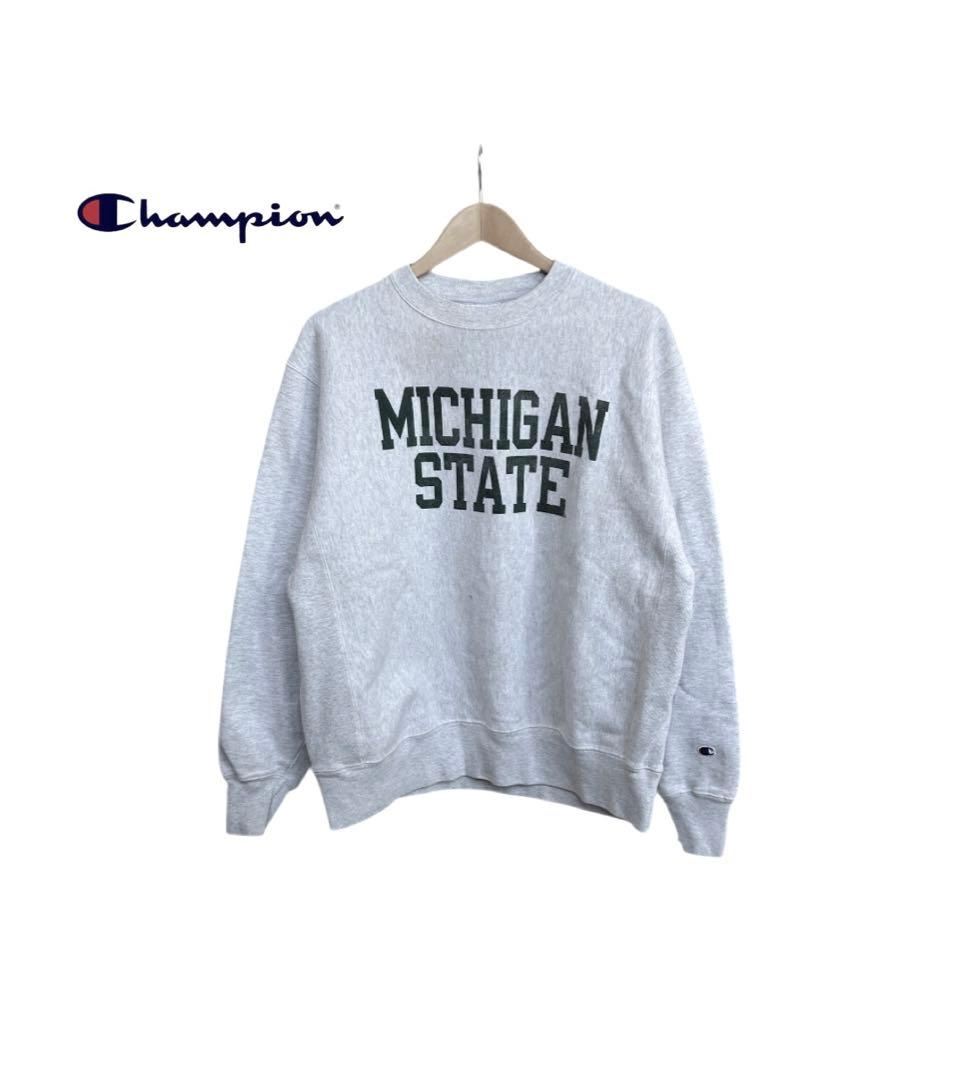 ★チャンピオン リバースウィーブ 青単タグ　スウェット　カレッジロゴ　ミシガン