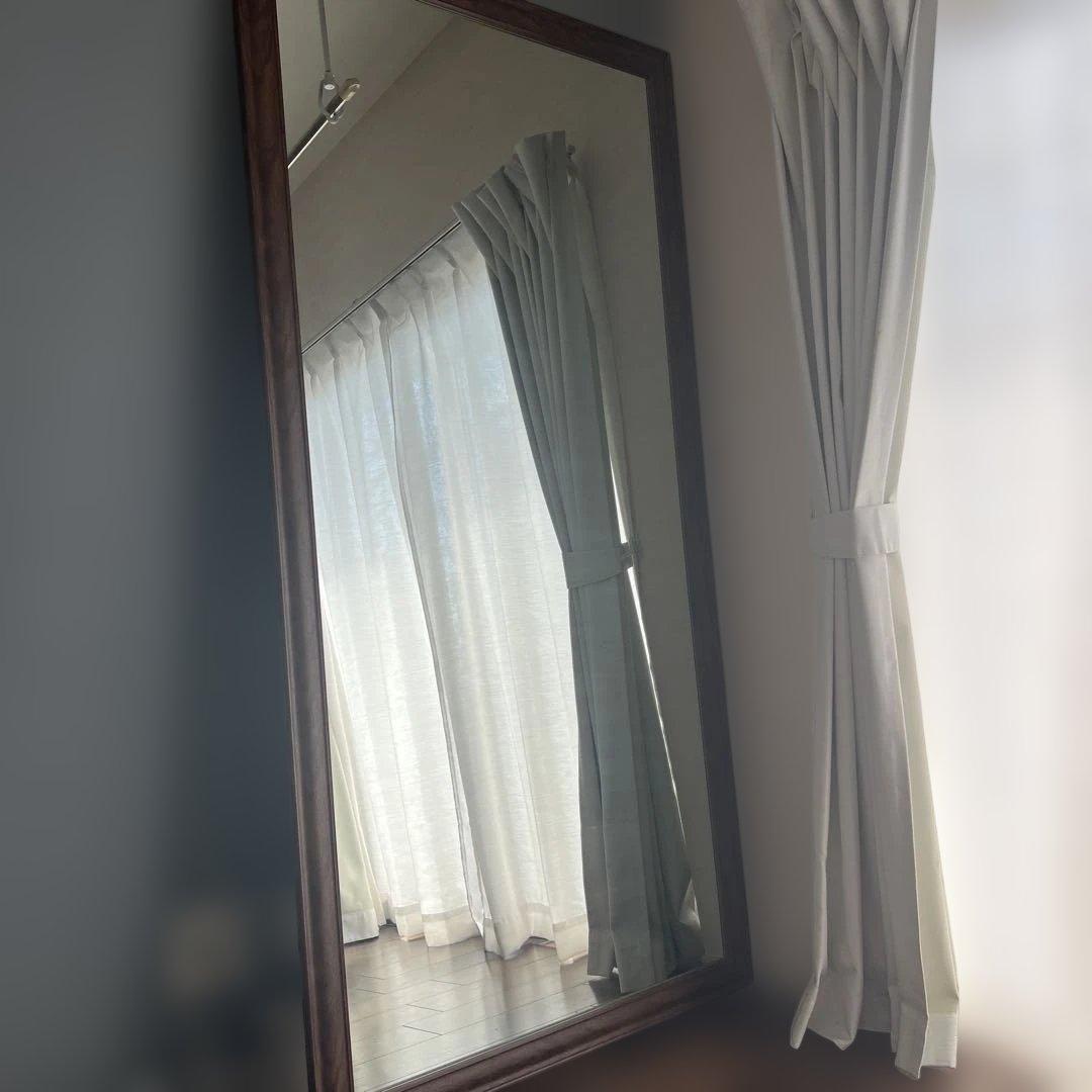 スタンドミラー 幅90cm 高さ180cm ブラウン