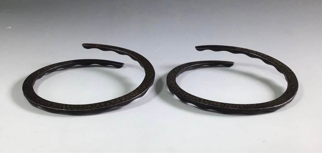 Ｒ６２９　釜釻　『高木治良兵衛造』『雲錦象嵌』『大角豆』『相生鐶』　共箱　茶道具