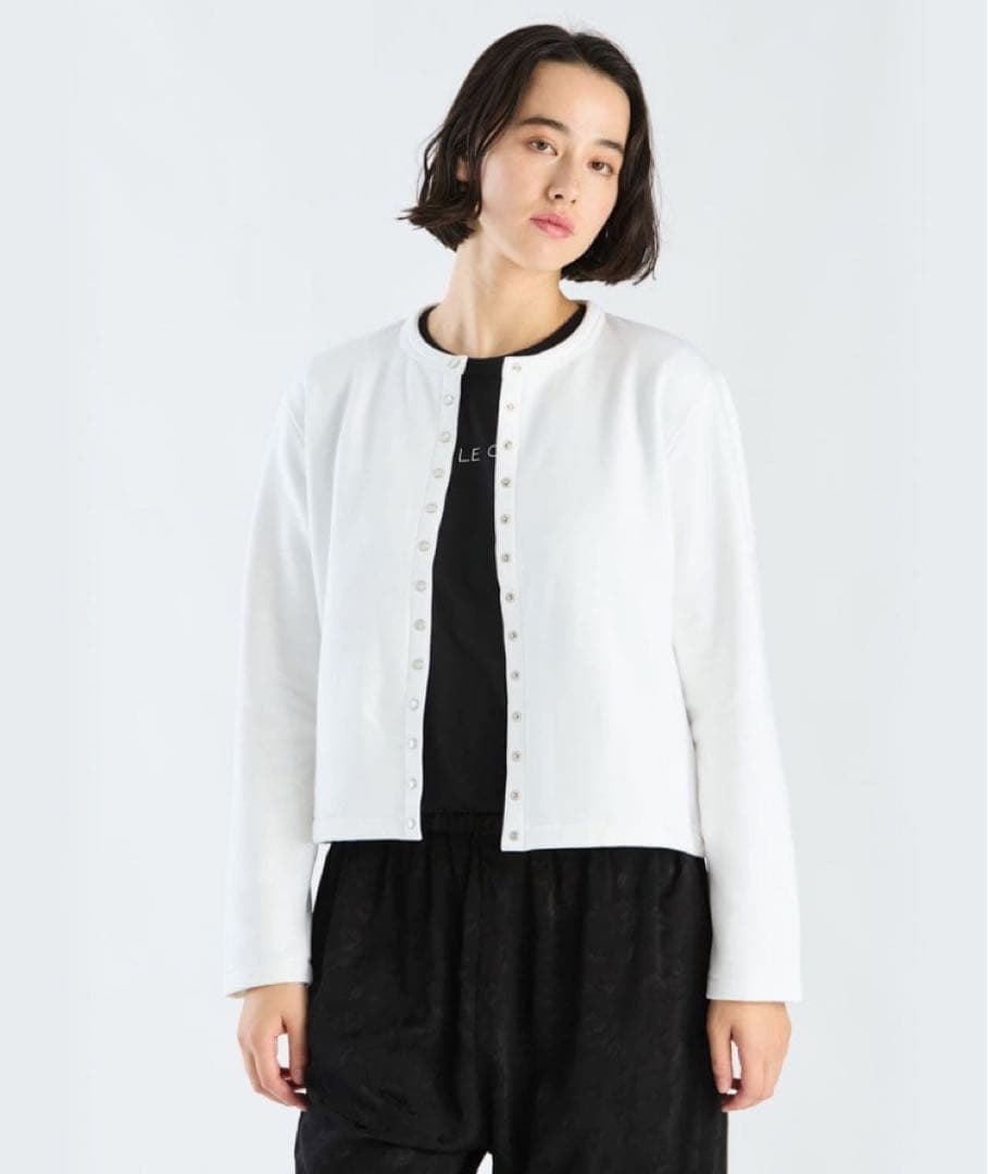 【新品】アニエス・ベー　コットン メルトン カーディガンプレッション サイズ2