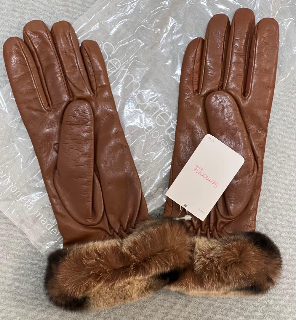 新品タグ付き　サルモネータ　Sermoneta ブラウンファー付き裏カシミヤ　7