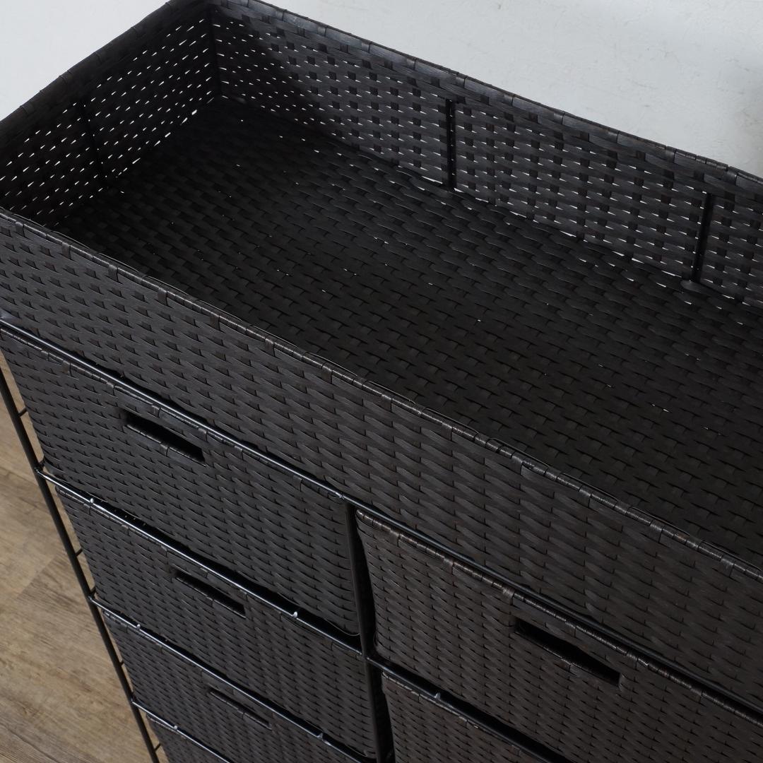 フォロー割【新品】ランドリーチェスト　ラタン調 4段7杯 キャスター付