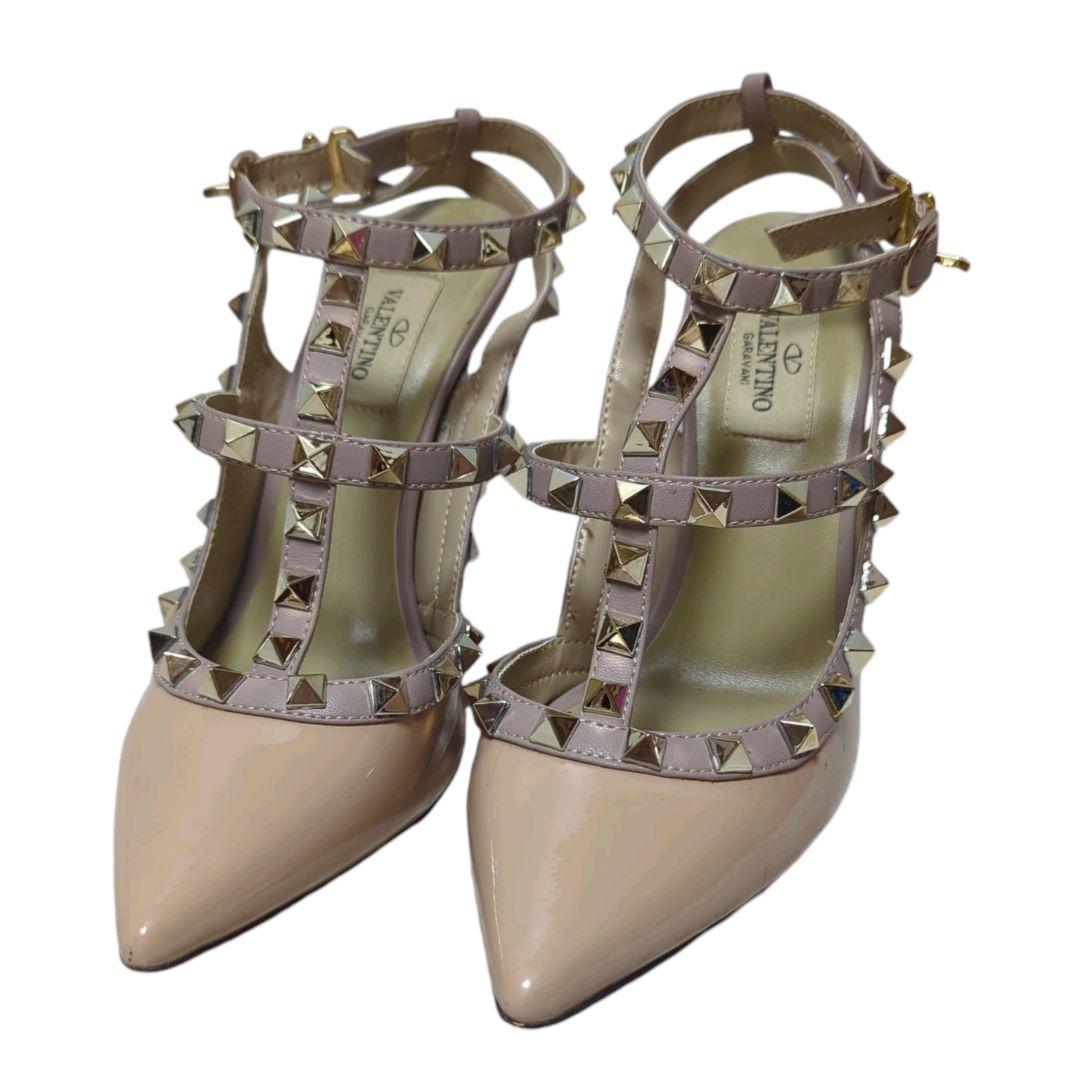 ヴァレンティノガラヴァーニ スタッズ サンダル ミュール ベージュ22.5