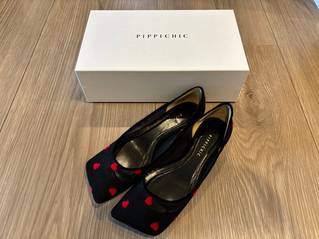 PIPICHIC / ハート柄 スクエアトゥ フラットシューズ