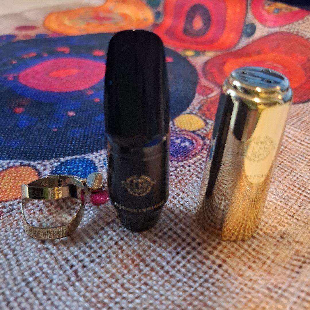 美品☆S80 ソプラノサックス用マウスピース 金キャップ&金メッキリガチャー付