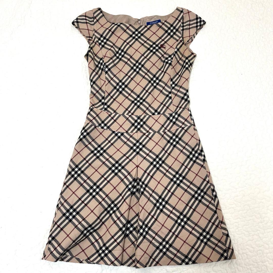 バーバリーブルーレーベル ノバチェック ワンピース 38 M ウール