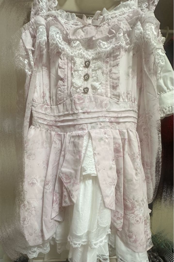 LIZLISA ローズリボンシフォンセットアップ ピンク