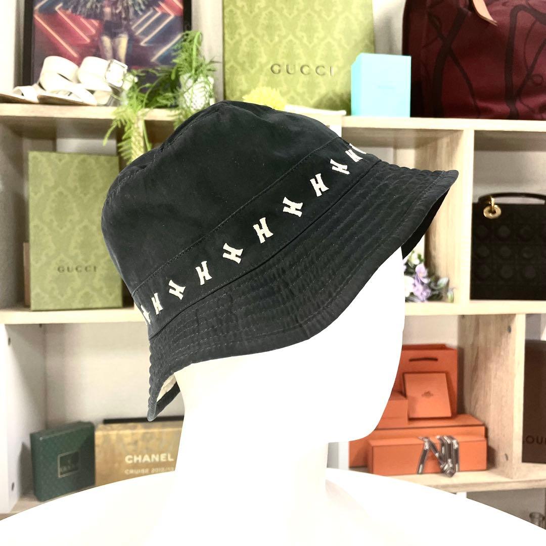 90's HERMES バケットハット Hロゴ 刺繍