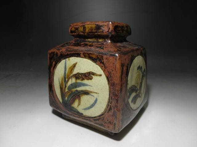 バーナード・リーチ B L 偏壷／共箱／Bernard Howell Leach