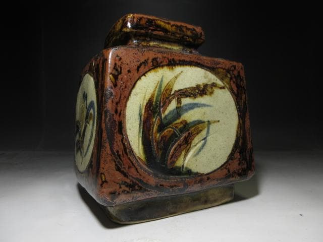 バーナード・リーチ B L 偏壷／共箱／Bernard Howell Leach