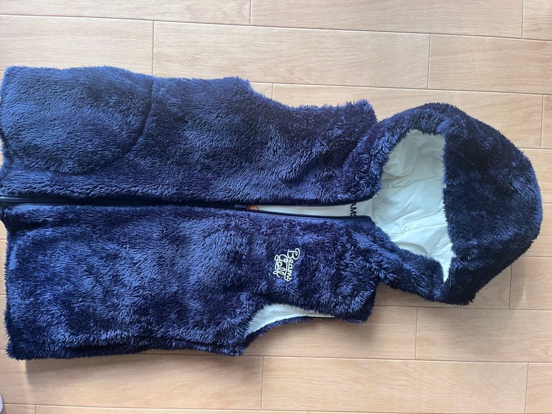 Beams Golf フリースベスト ネイビー　ホワイト Ｍ
