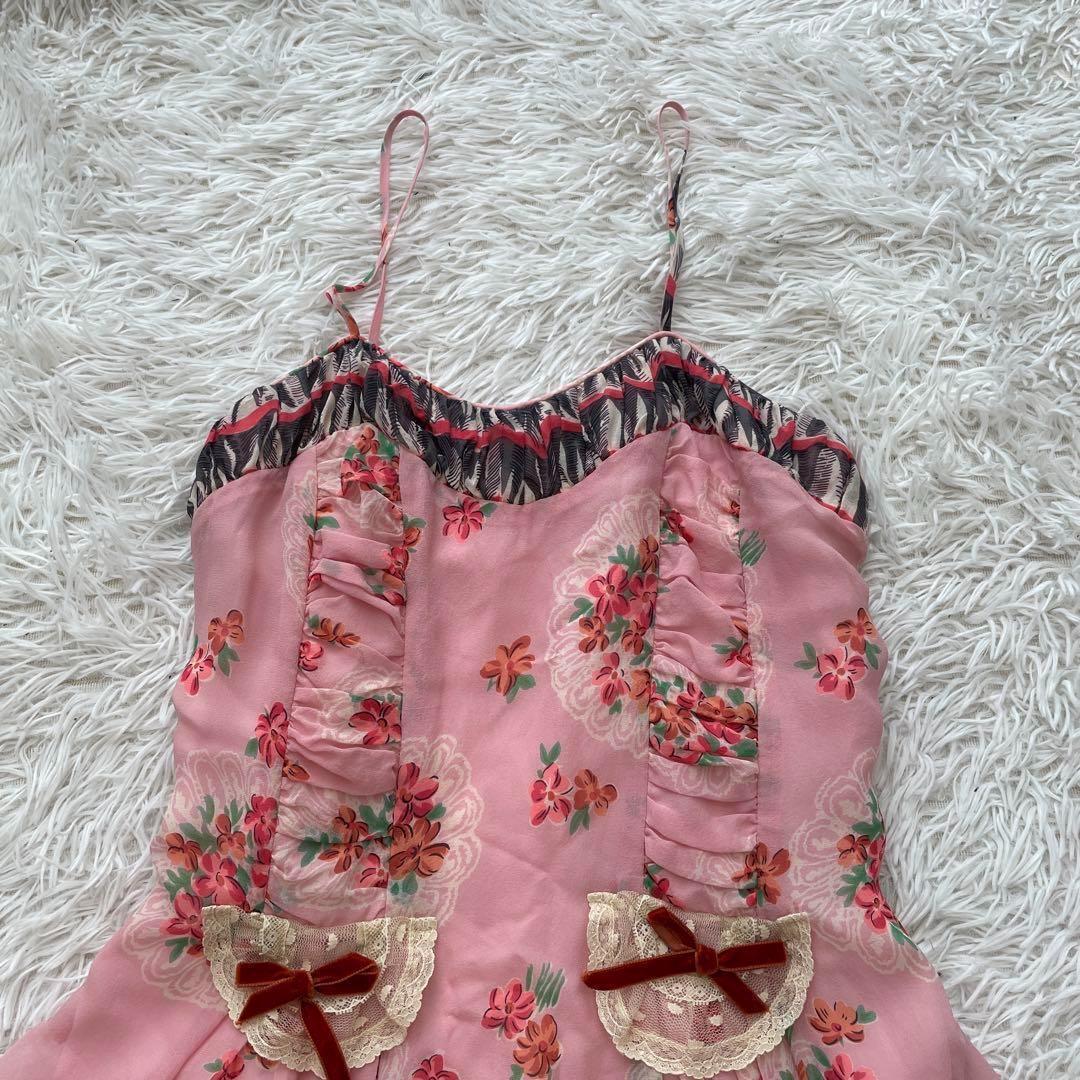 ANNASUI 姫ギャル　リボン　フリル　高級シルク100% ワンピース　y2k