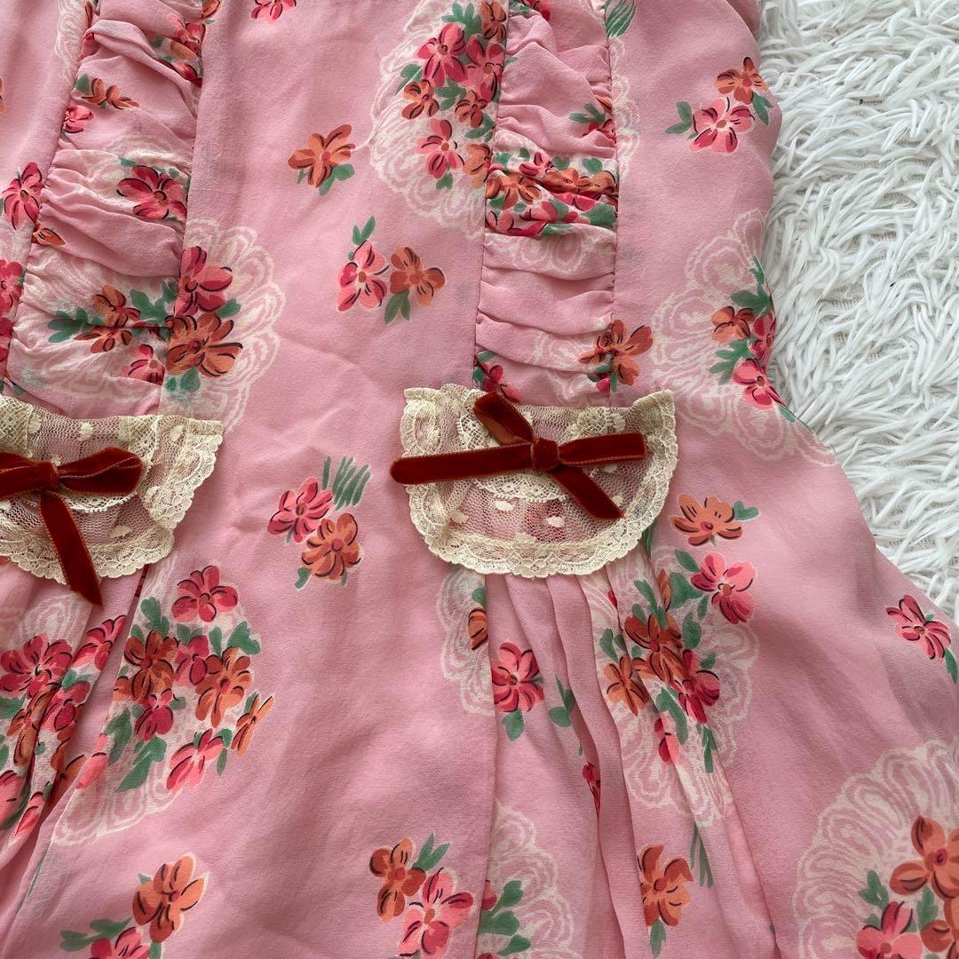 ANNASUI 姫ギャル　リボン　フリル　高級シルク100% ワンピース　y2k