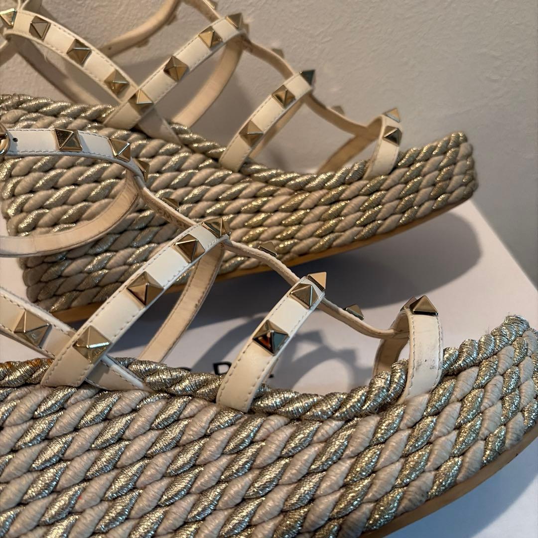 高級＊ヴァレンティノ ロックスタッズ ストラップウェッジサンダル　厚底　35