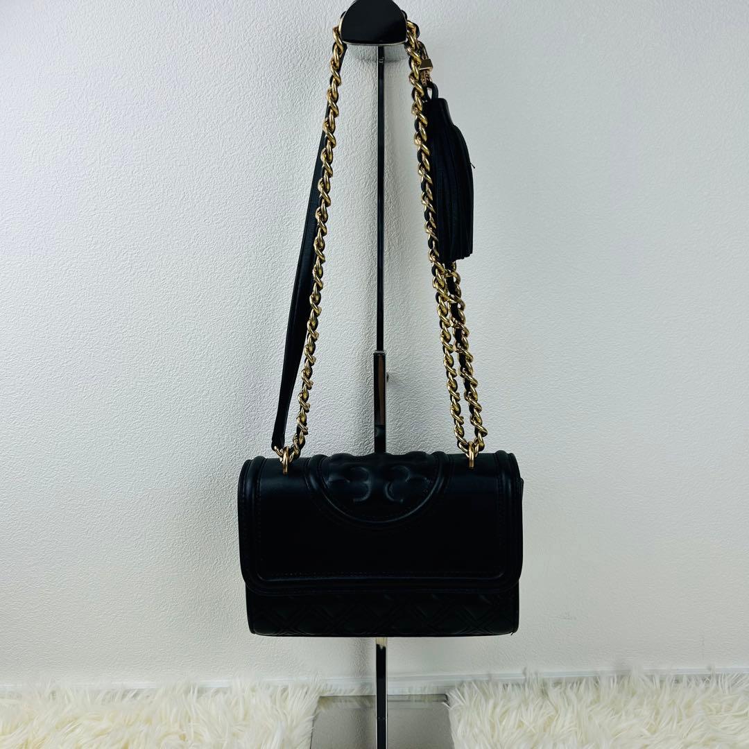 トリーバーチ＊キルティング クロスボディ ゴールドチェーン レザーブラック