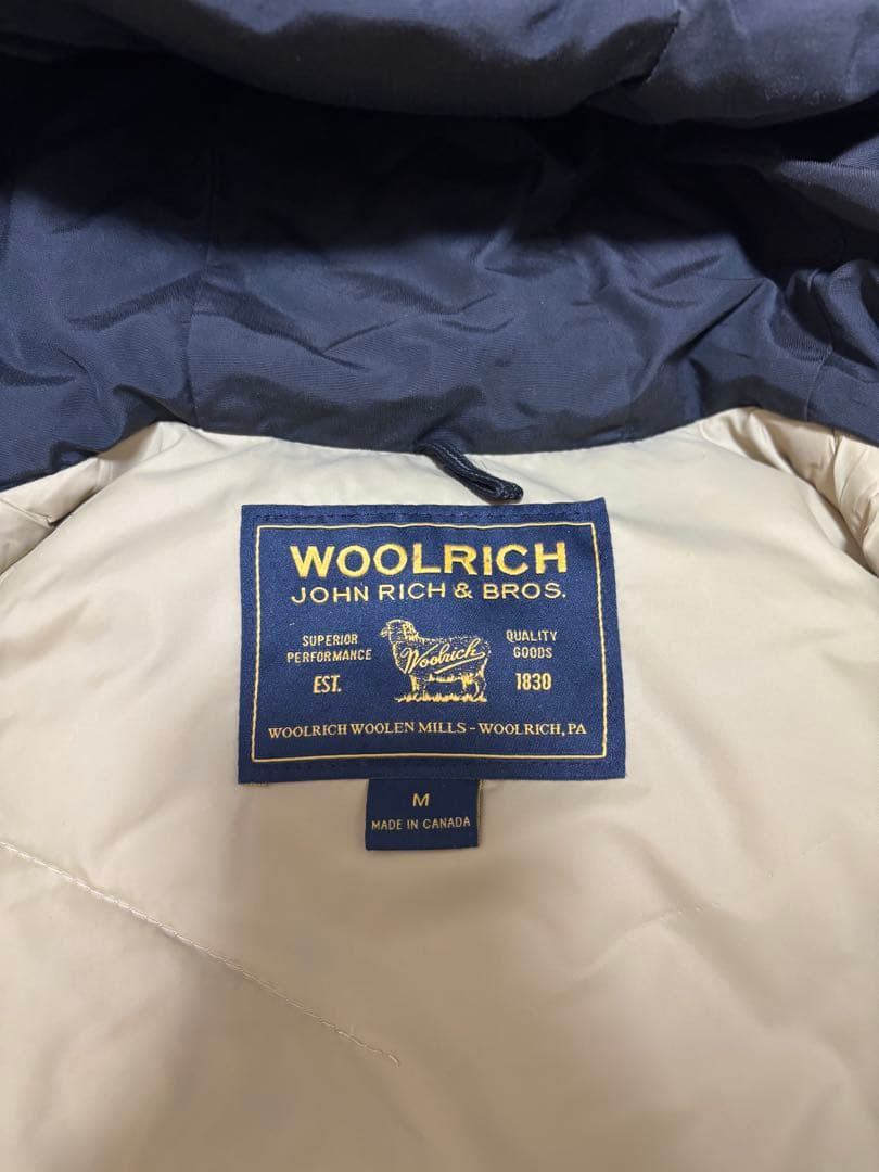 WOOLRICH ダウンジャケット M ネイビー ファー付き
