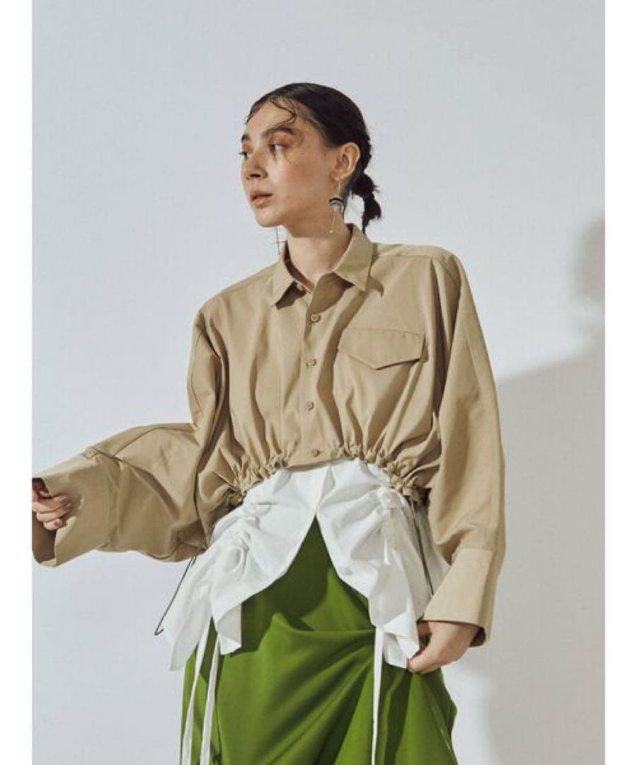 【新品未使用】UN3D. アンスリード ヘムギャザーシャツキャミソール ホワイト