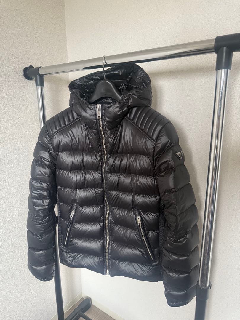 PRADA プラダ ダウンジャケット 46 ブラック 黒 三角ロゴ