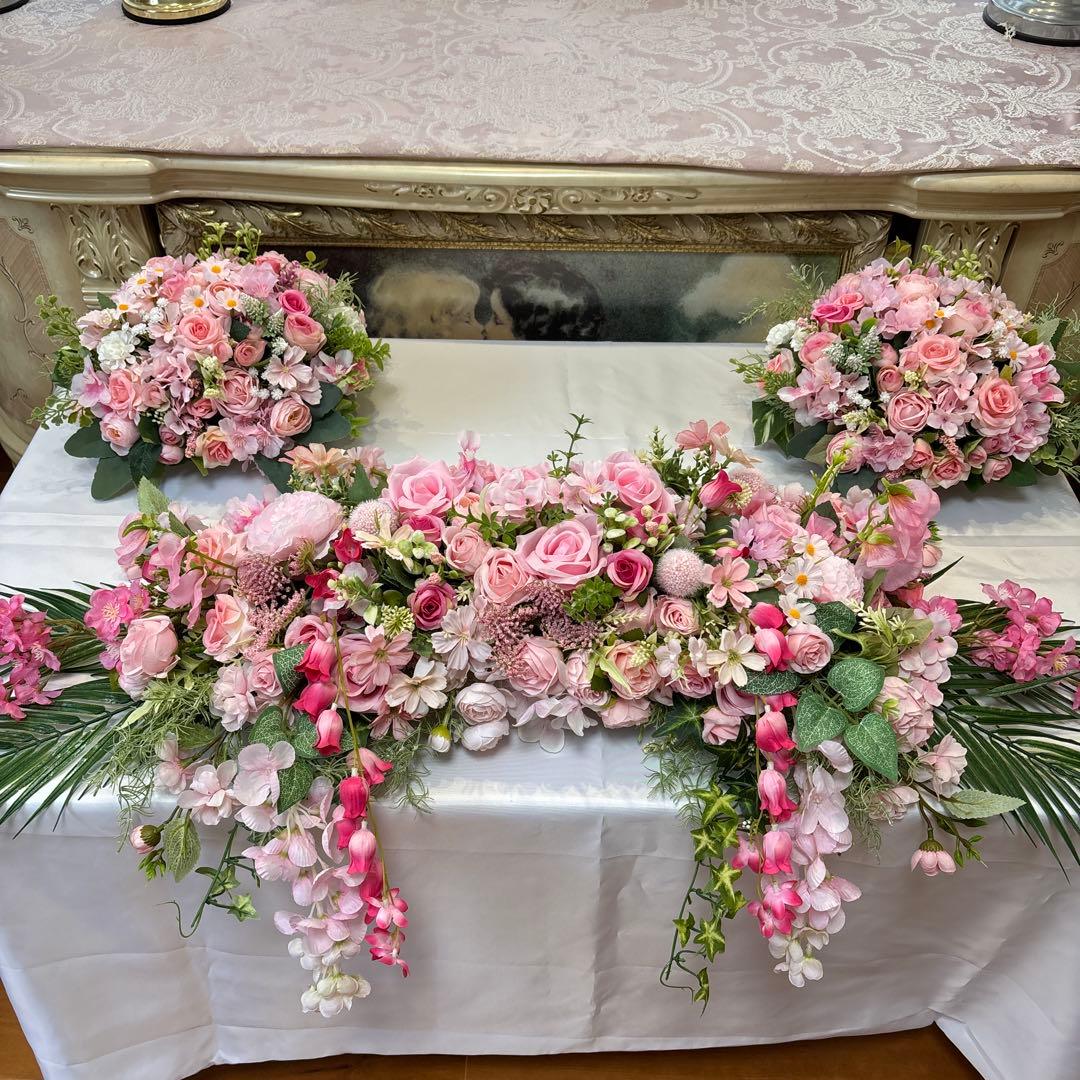 高砂メインテーブル装花 フラワーアレンジメント ご予約済となりました