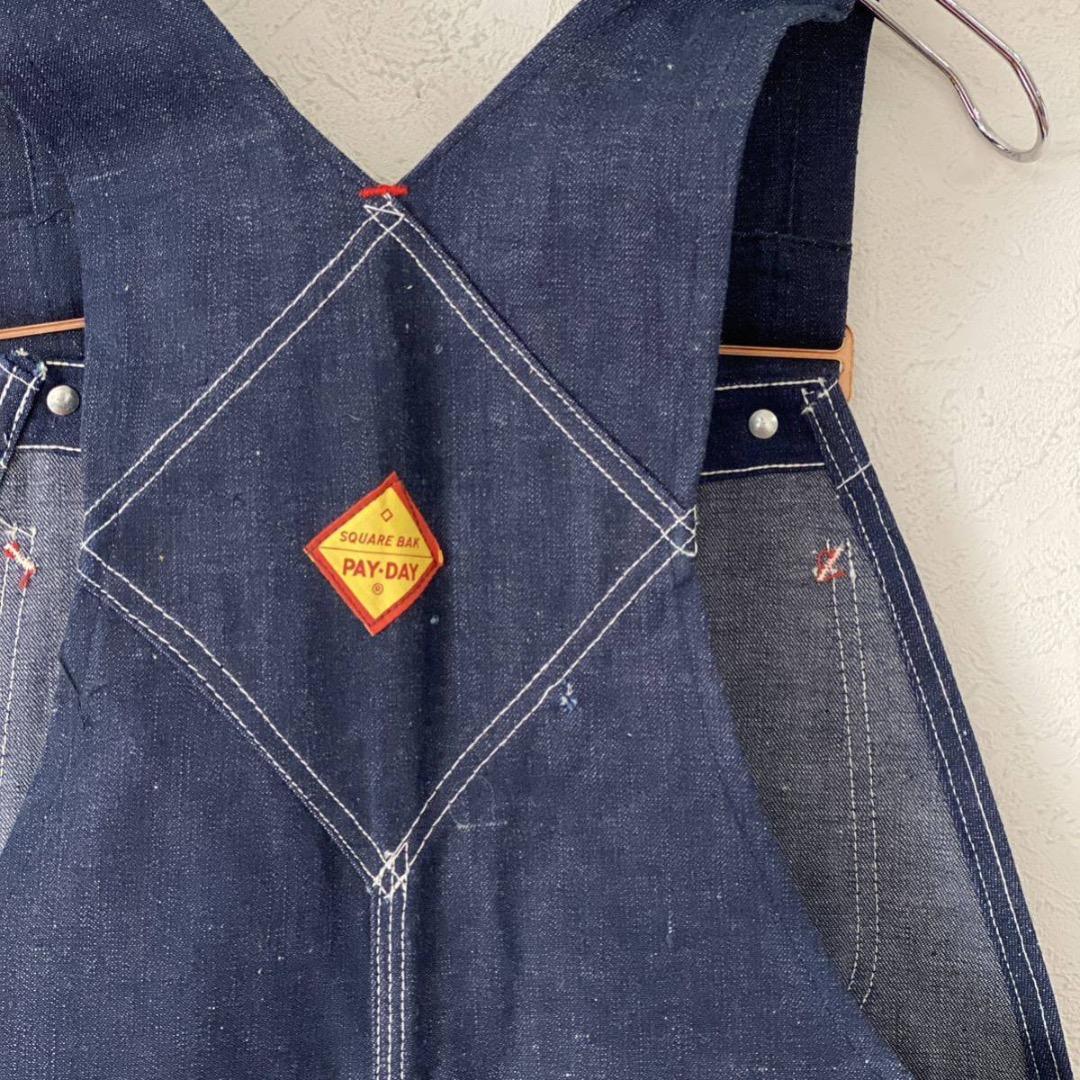 50ｓ　デッドストック　PAY DAY　デニム　フラッシャー付き　オーバーオール