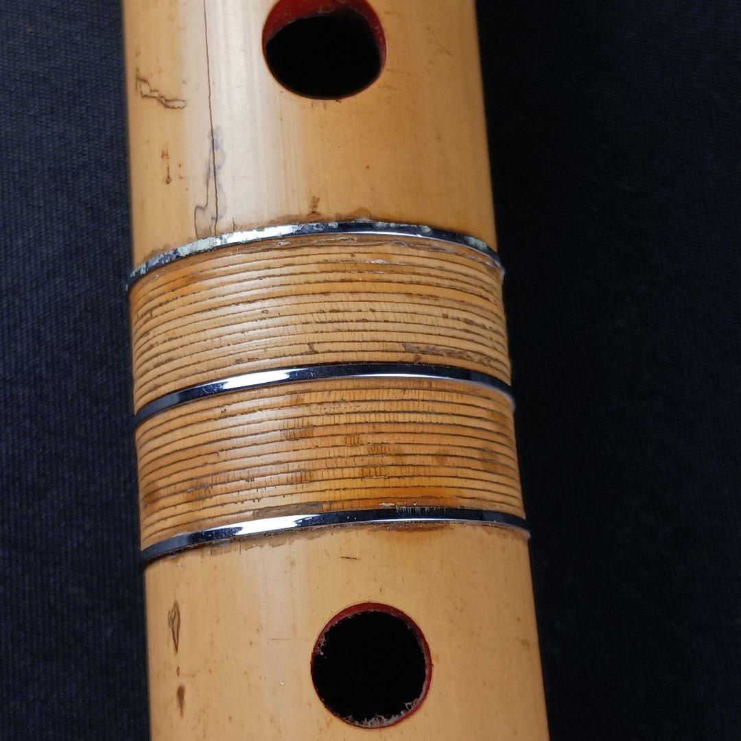 Y3110-6 琴古流 尺八 竹堂製 銀三線 全長55㎝ 竹製