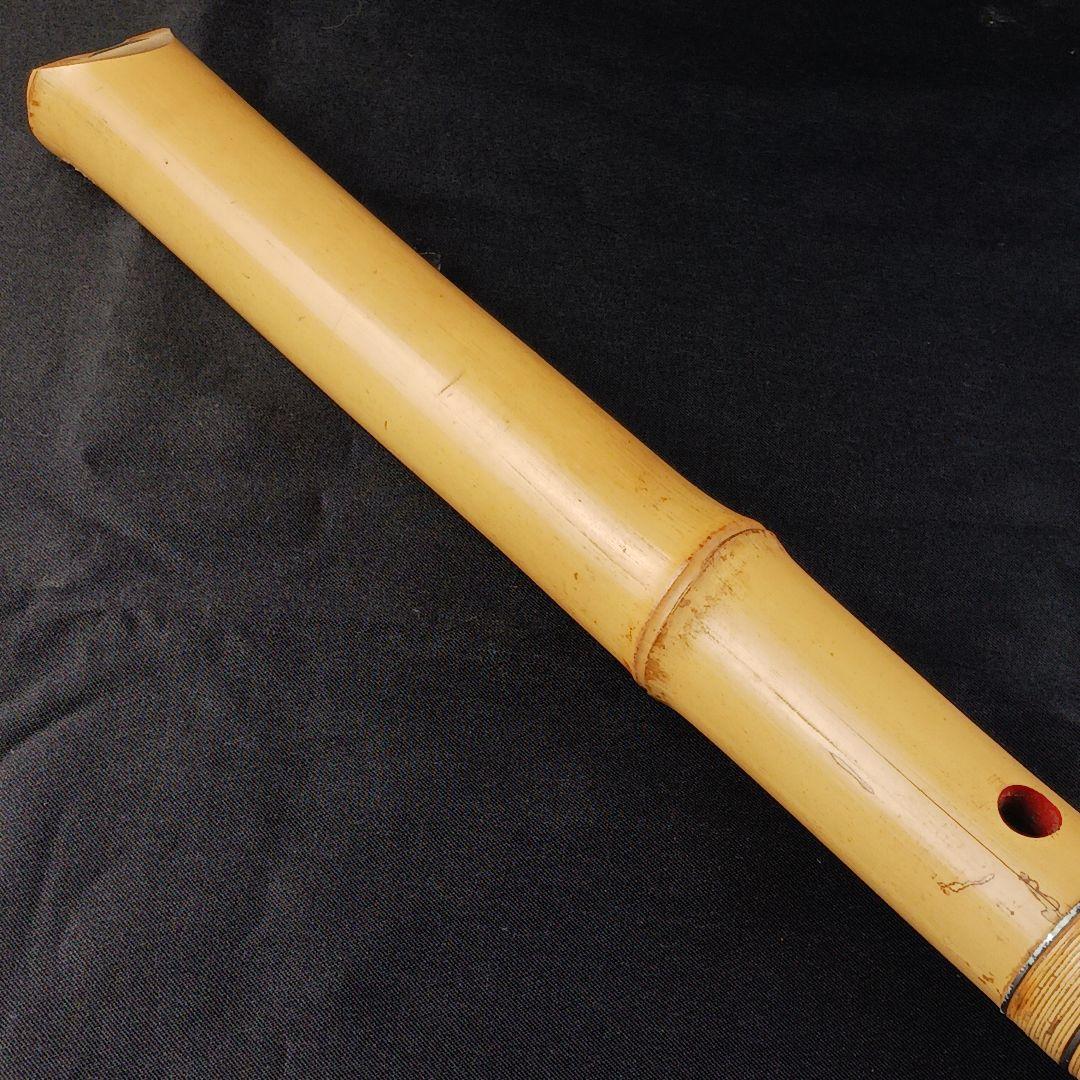 Y3110-6 琴古流 尺八 竹堂製 銀三線 全長55㎝ 竹製