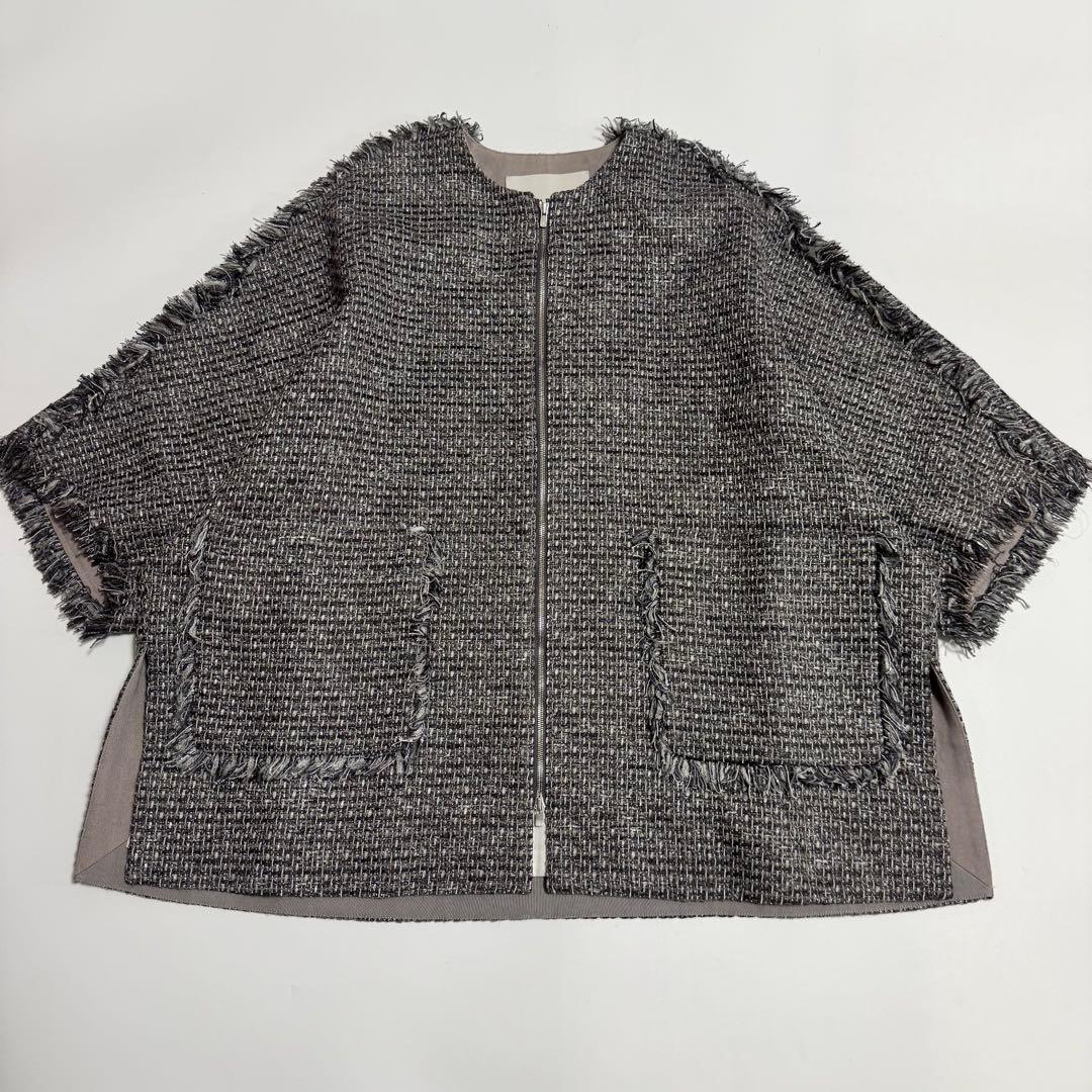 極美品　DEPAREILLE デパリエ ツイード 半袖 ファスナー ジャケット