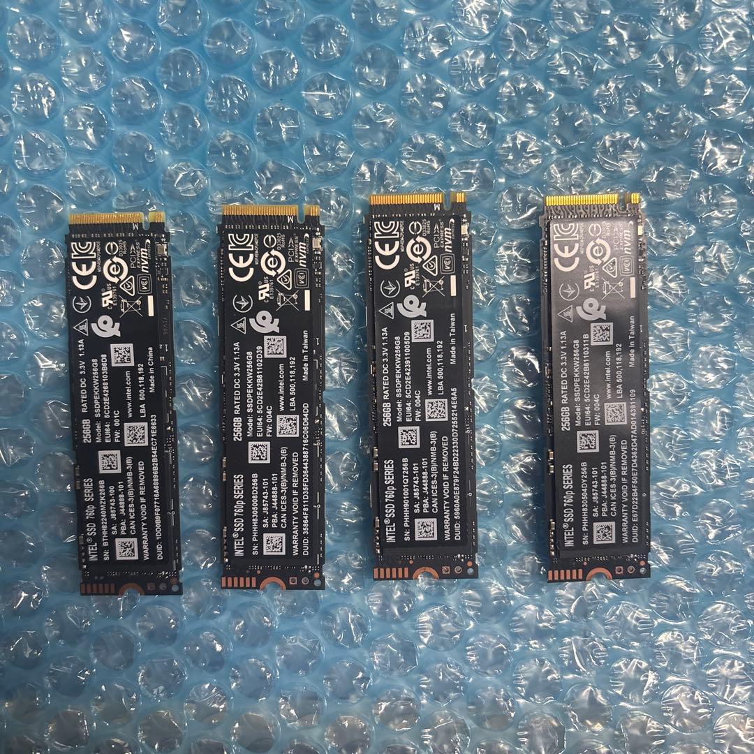 ①Intel SSD 760p 256GB M.2 PCIe 3.0 4本セット