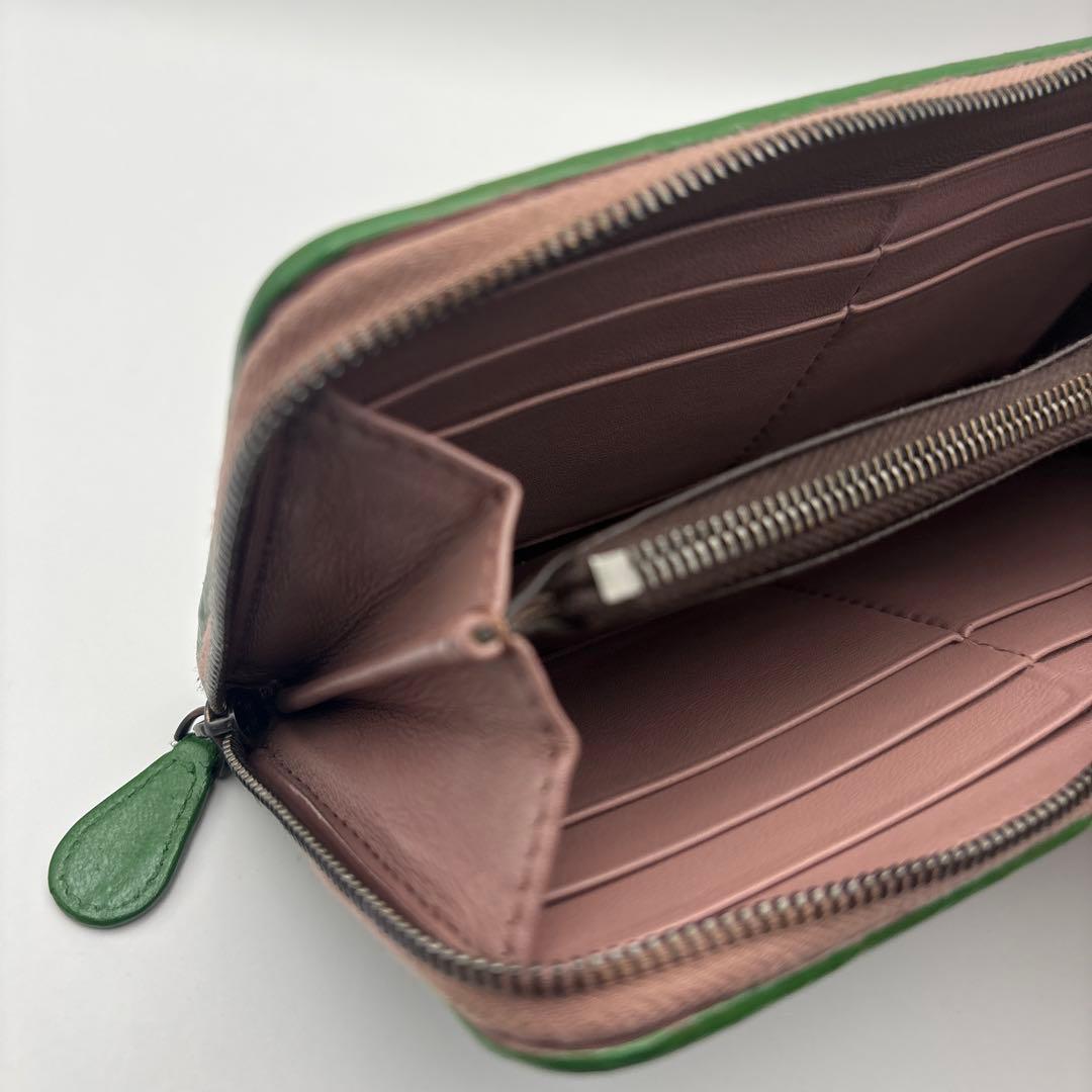 ◆正規品◆ボッティガヴェネタイントレチャート ラウンドファスナー長財布