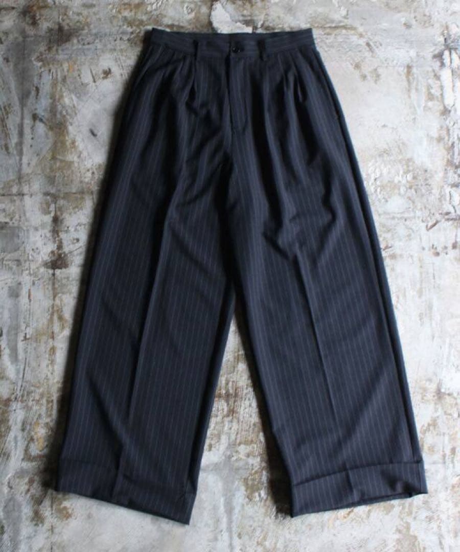 パンツ rroomm RL SEMIWIDE TUCK SLACKS PINSTRIPE