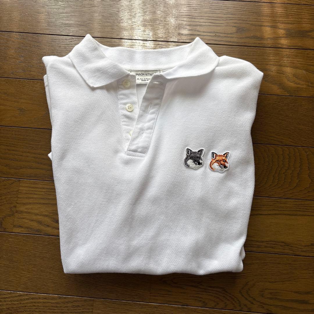 メゾンキツネ ポロシャツ ユニセックス ダブルフォックス S ホワイト