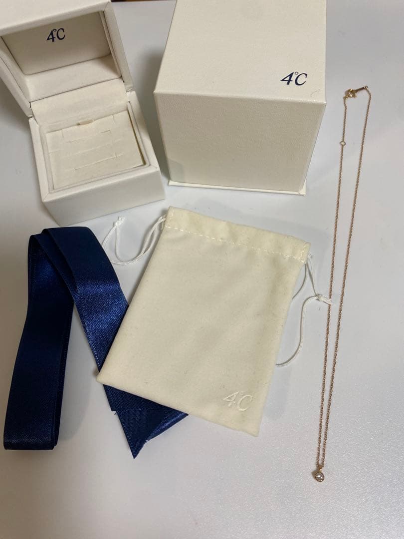 黒麻　　4℃　ヨンドシー　K10 ピンクゴールド一粒ダイヤモンドネックレス