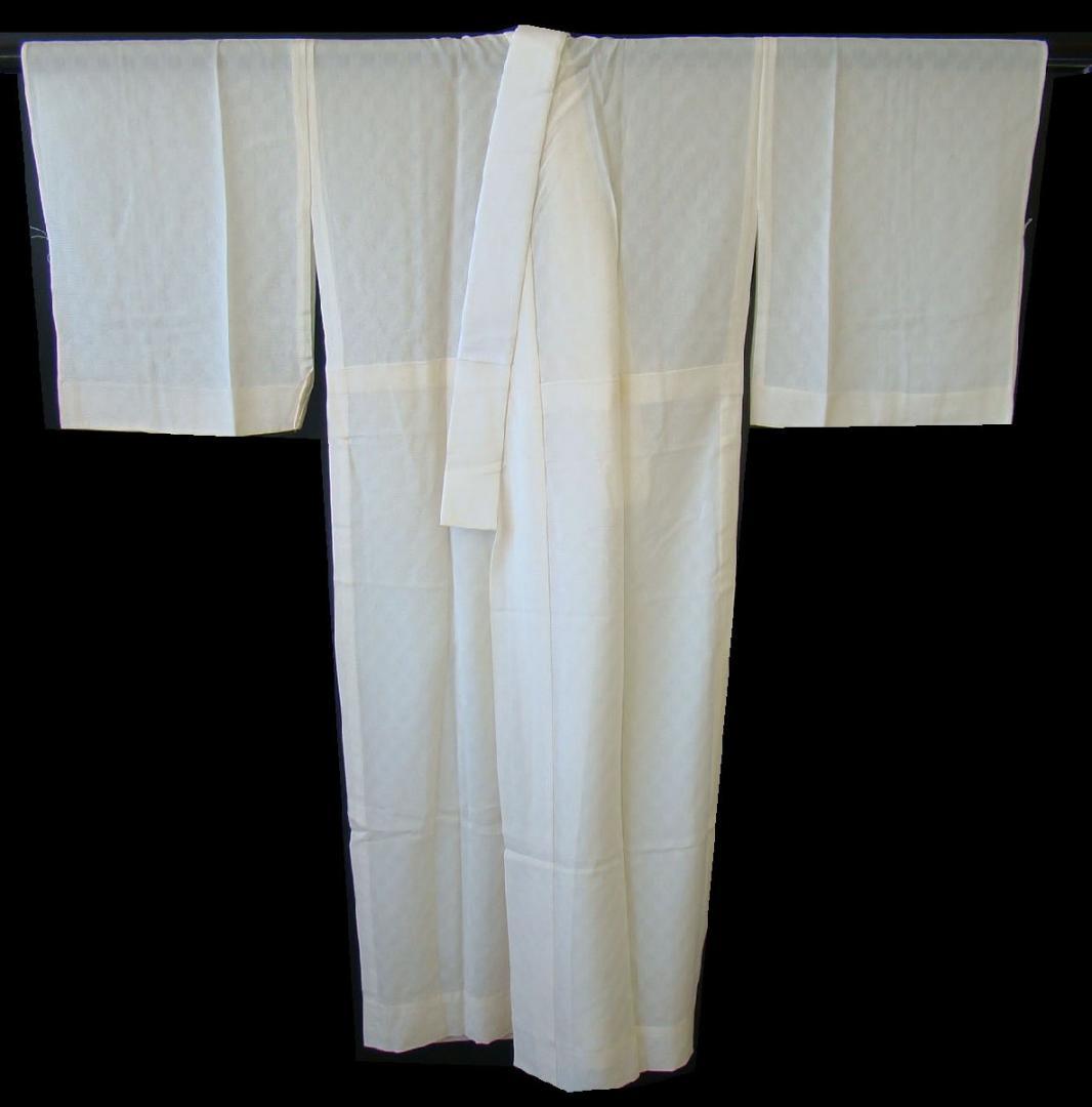 紋紗 白地 長襦袢 正絹 居敷当て付 未使用157cm ～163cm Js699