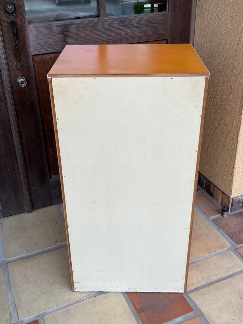 昭和レトロ オレンジ色 引き出し収納 チェスト 箪笥5段 レトロポップ 当時物