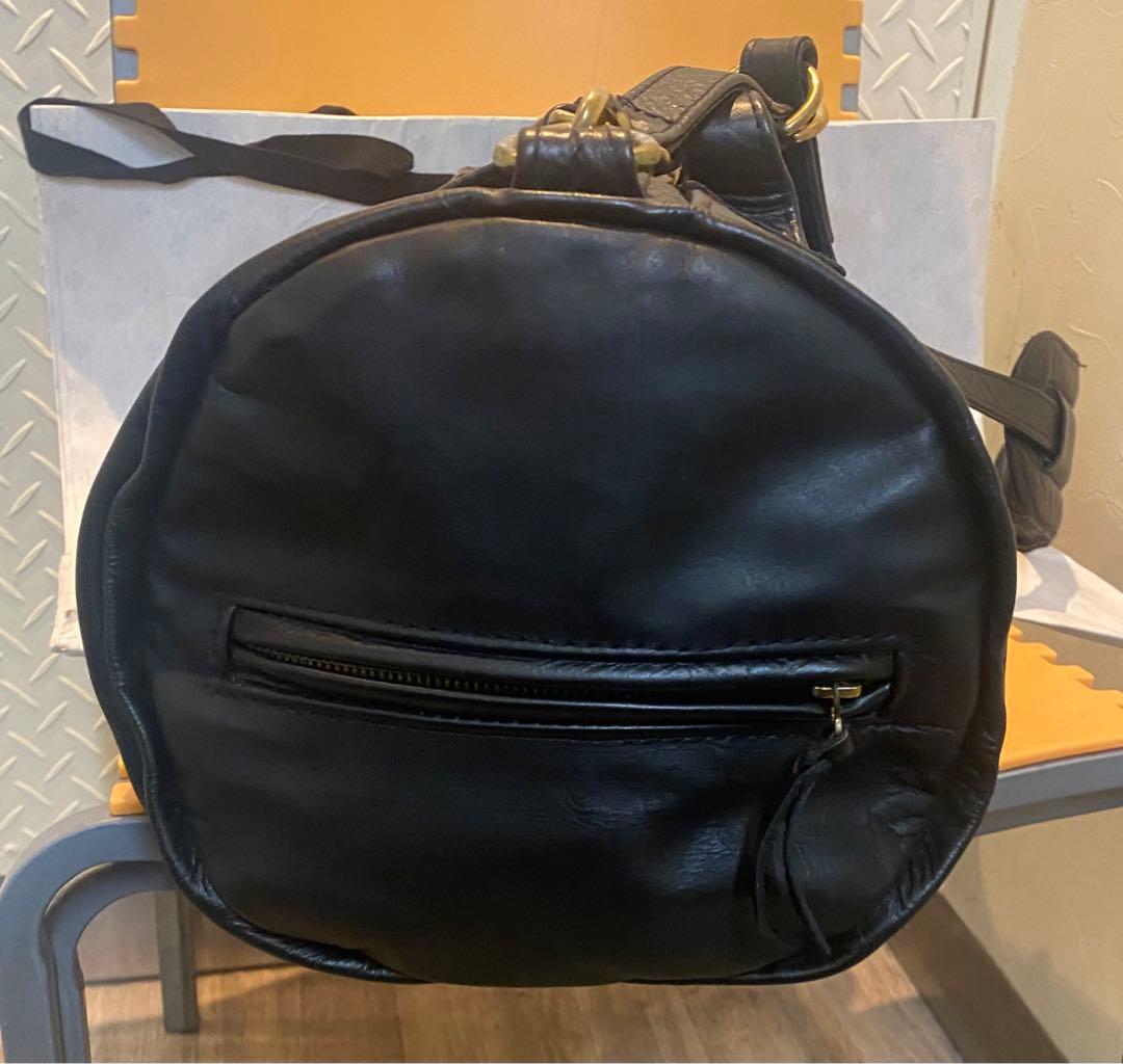 Langlitz Leathers ブラックドラムバッグ