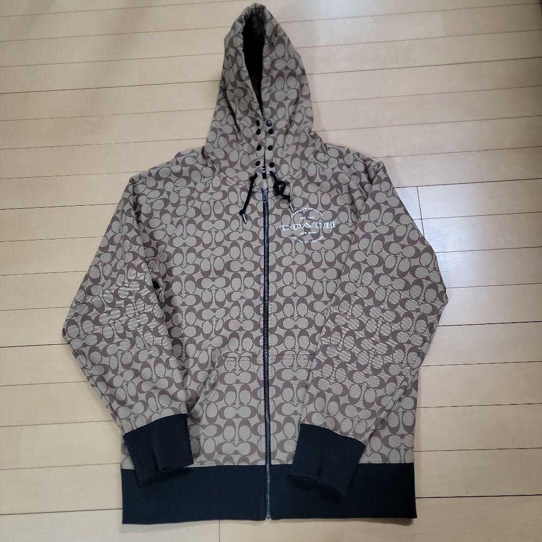 COACH フード付きパーカー シグネチャー ジップ フーディー L