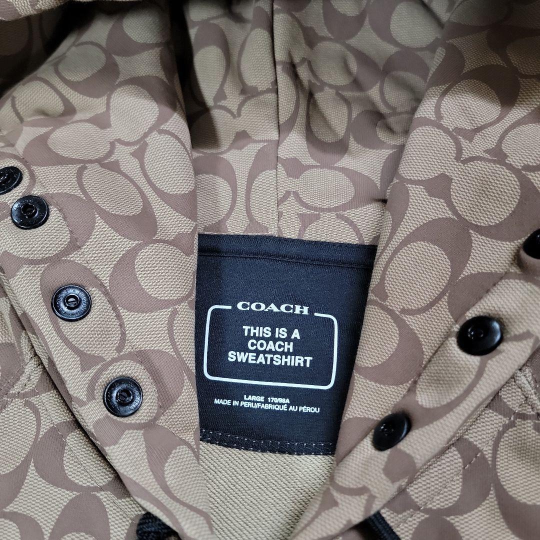 COACH フード付きパーカー シグネチャー ジップ フーディー L