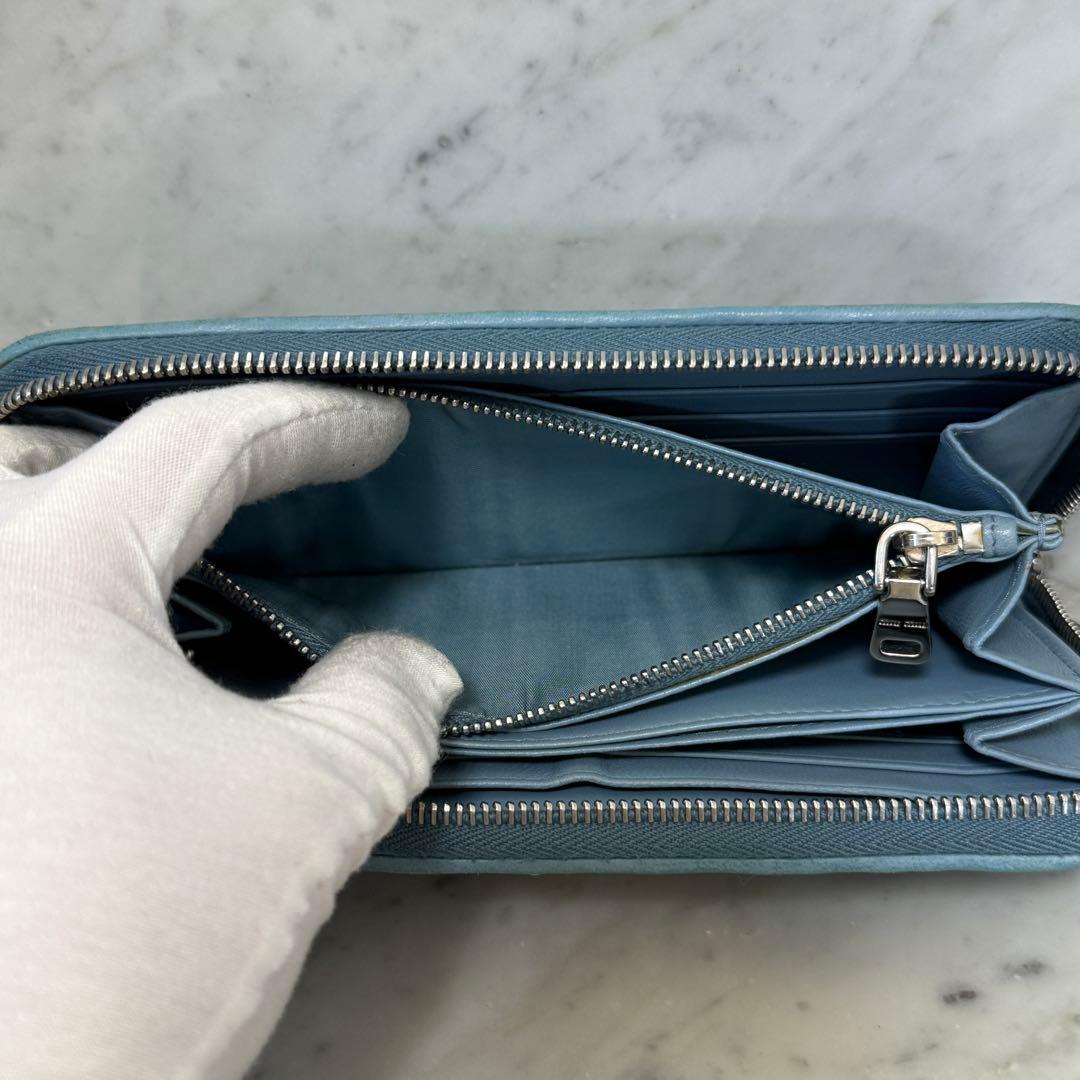 MIUMIU ミュウミュウ 長財布 本革 レザー マテラッセ アストラーレ 水色