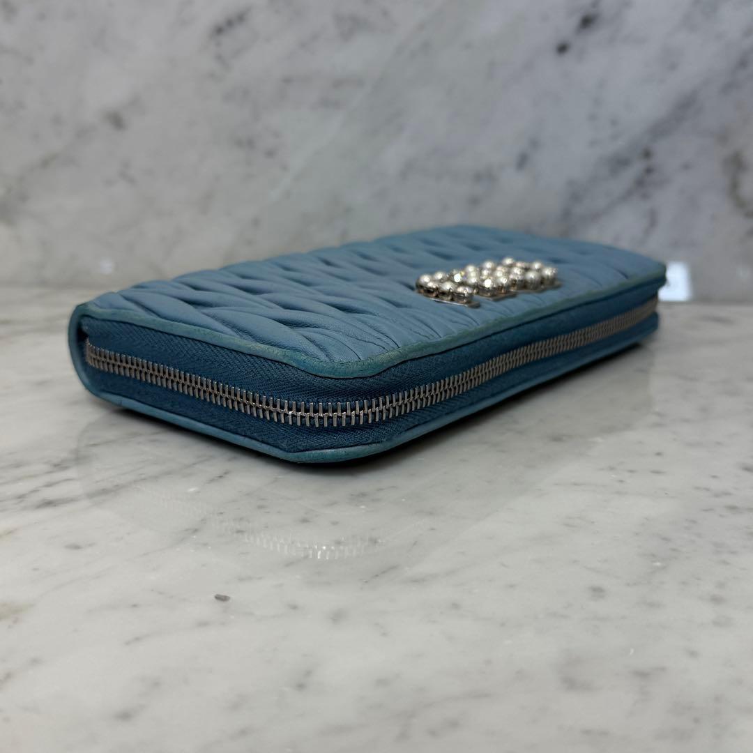 MIUMIU ミュウミュウ 長財布 本革 レザー マテラッセ アストラーレ 水色