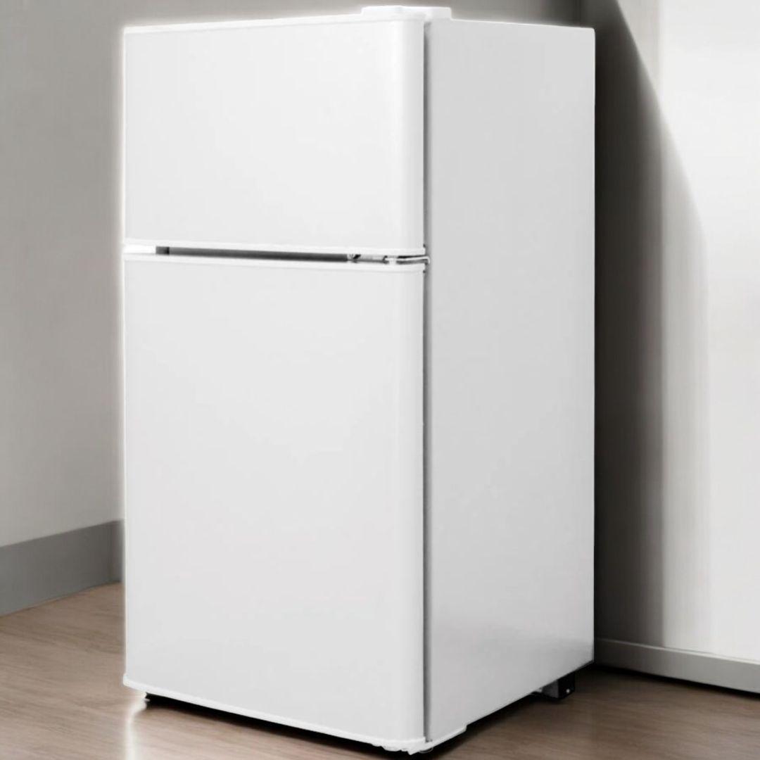 【新品】小型2ドア冷蔵庫 60L ホワイト 一人暮らし寝室オフィス　省エネ静音