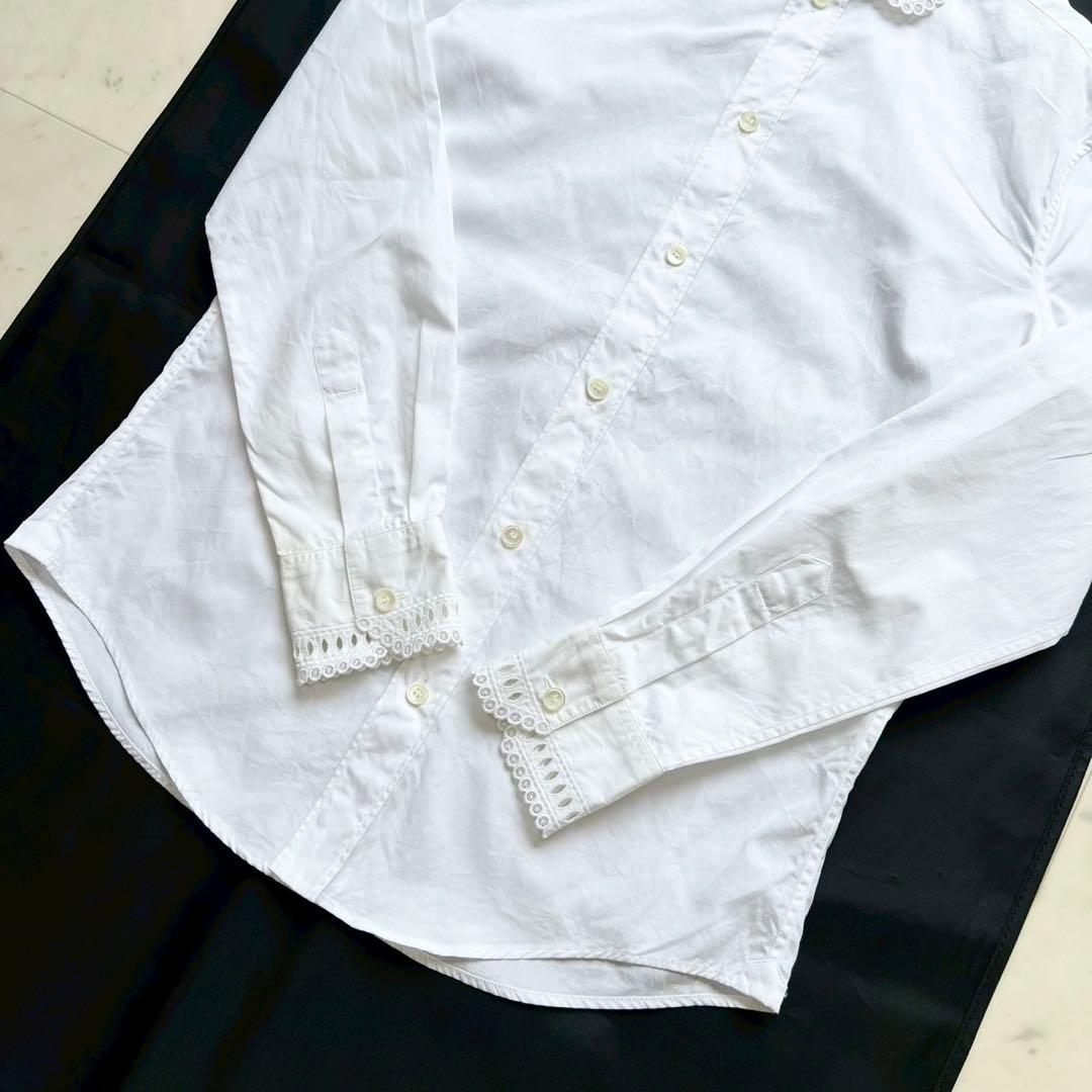 CELINE エディスリマン エンブロイダリーカラー 長袖白シャツ ブラウス