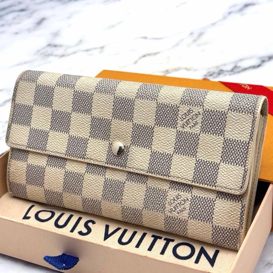 【極美品】ルイヴィトン　ダミエ・アズール　サラ　長財布　カード10枚　財布　白