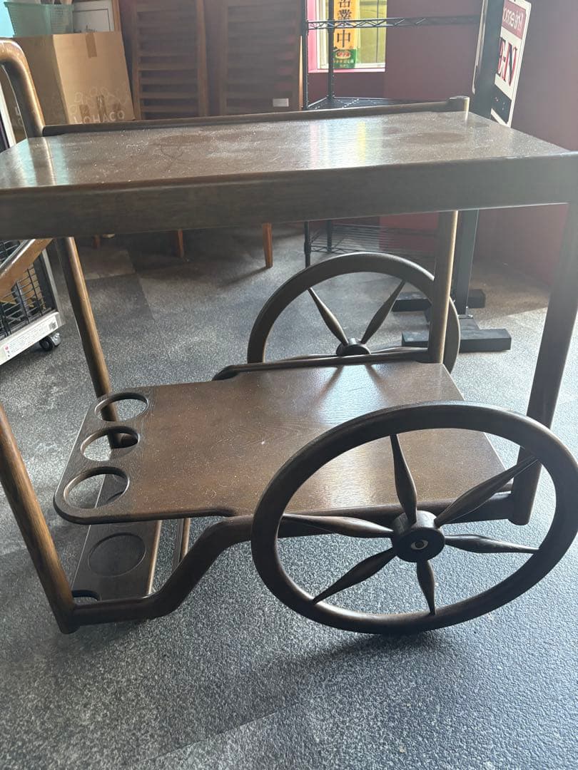 木製二段キッチンワゴン