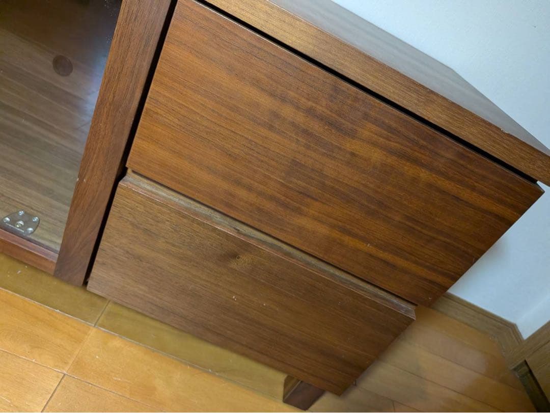 ■送料込■無印 木製 テレビボード AVラック テレビ台 ウォールナット 引出し