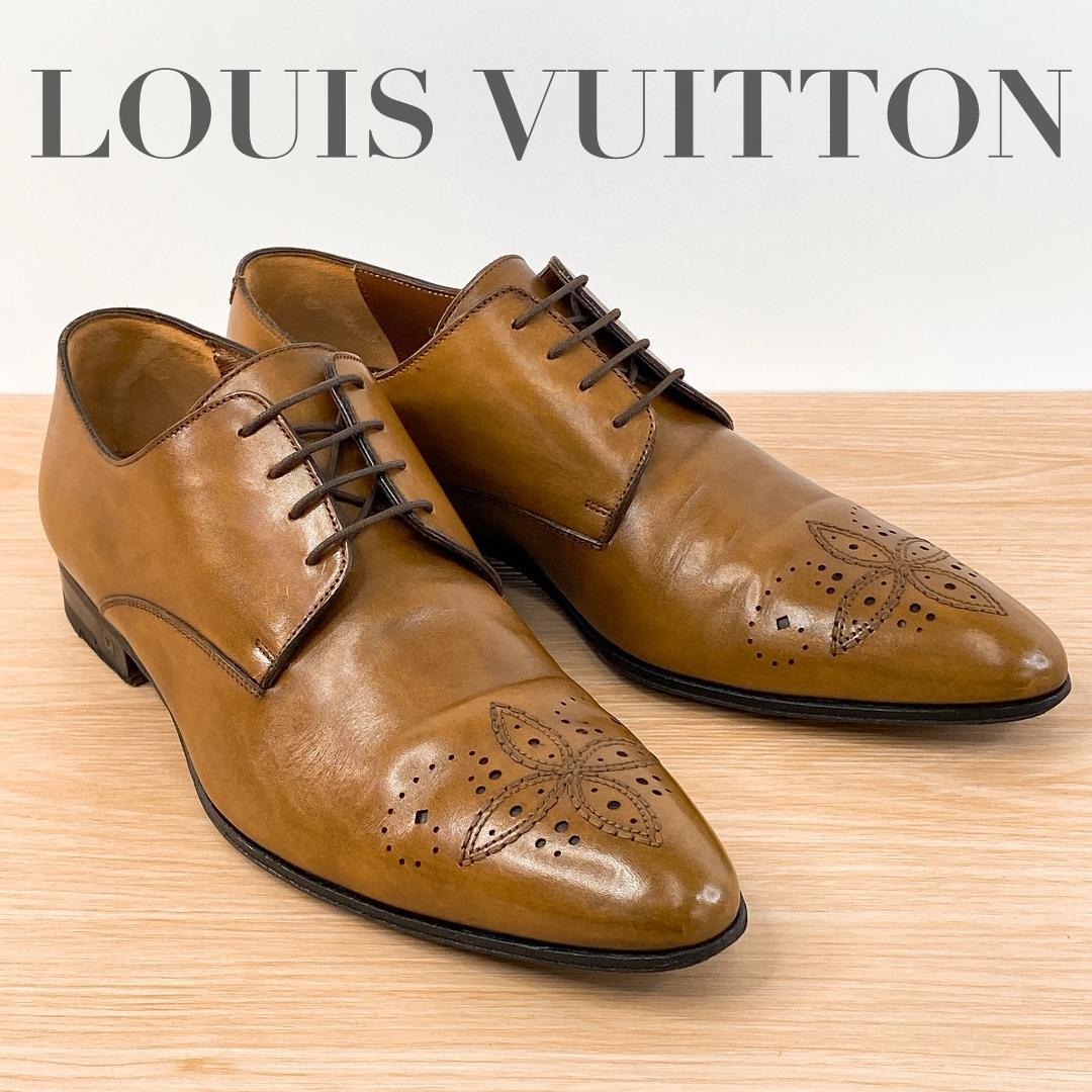 専用ルイヴィトン ビジネスシューズ 革靴 パンチング モノグラム ブラウン25㎝
