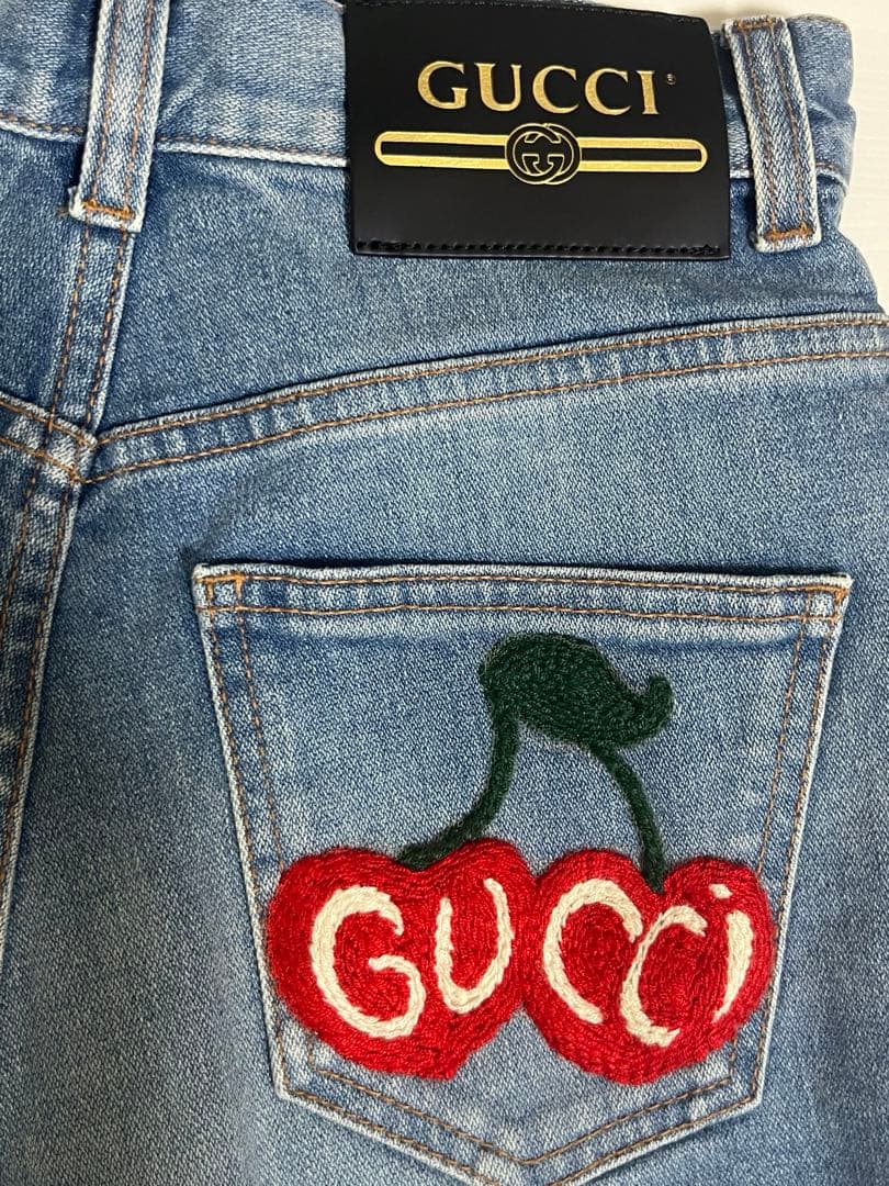 専用✳︎新品未使用限定GUCCIデニムショートパンツ22さくらんぼ