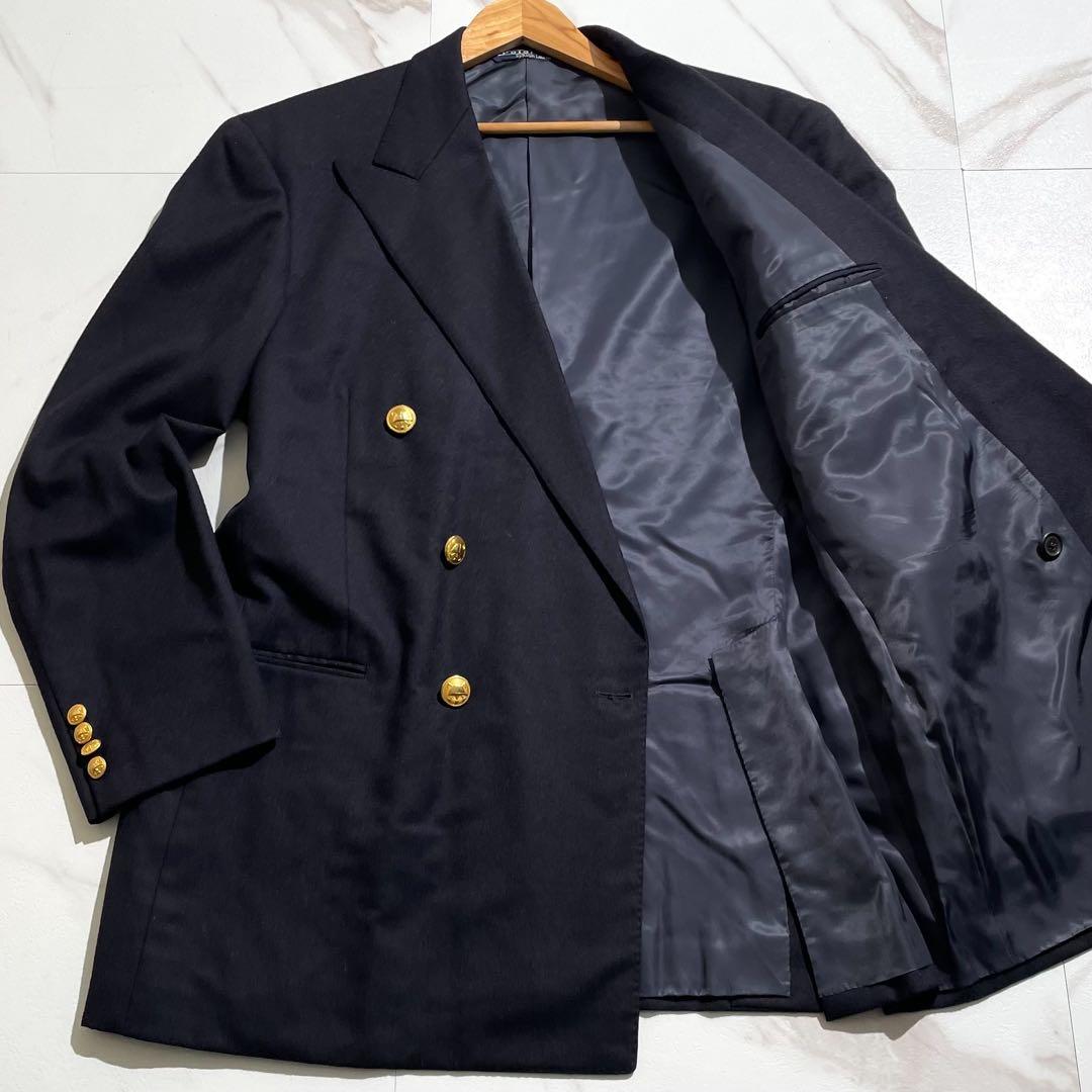 美品/2XL/90s ポロラルフローレン 紺ブレ ダブル 金ボタン 日本製