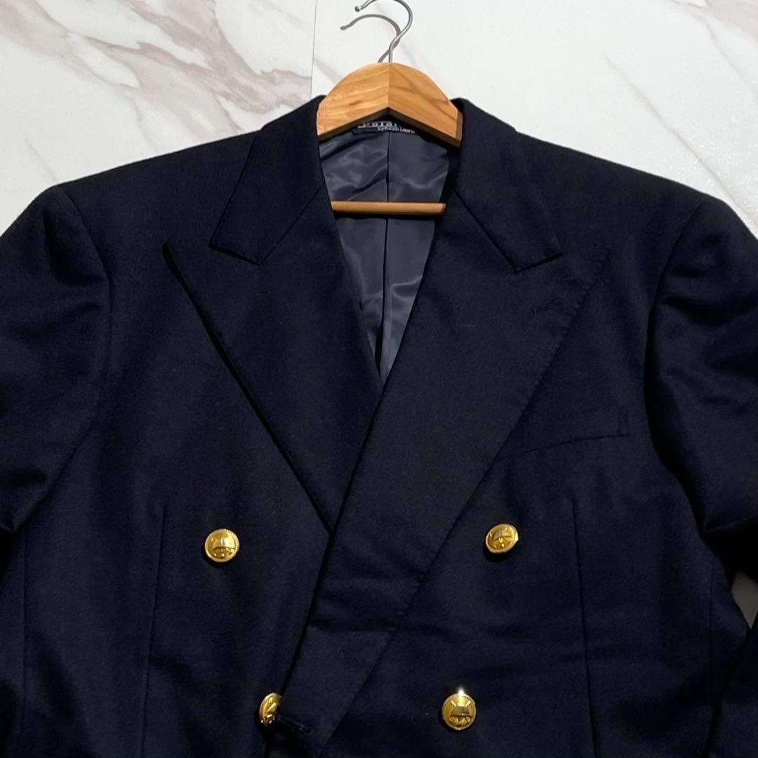 美品/2XL/90s ポロラルフローレン 紺ブレ ダブル 金ボタン 日本製