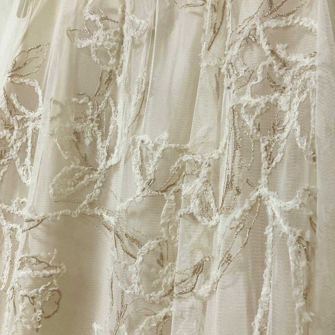 ドリードール　フェザーフラワーチュールドレス オケージョンドレス　エクリュ　M