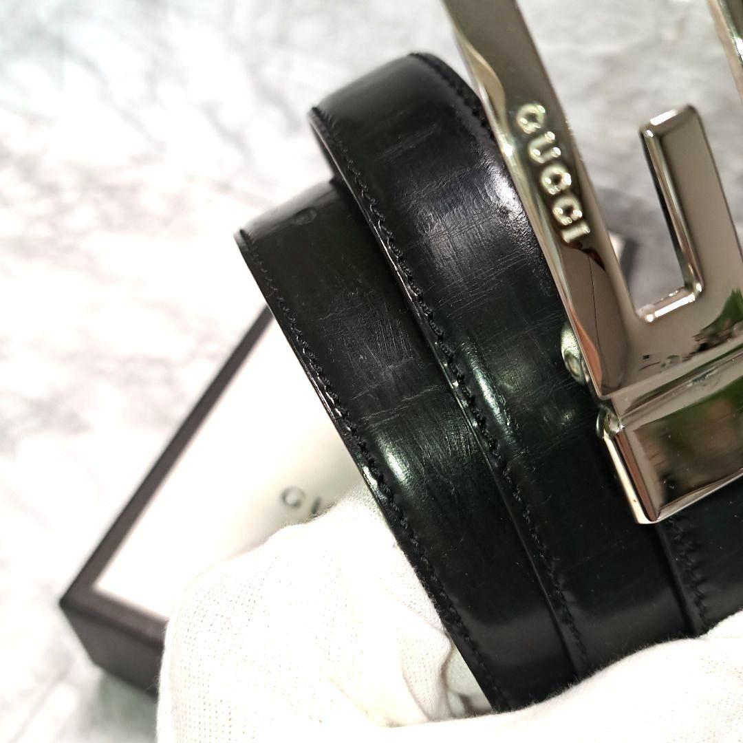 ✨美品✨GUCCI グッチ ベルト Gバックル シルバー金具 本革 ビジネス